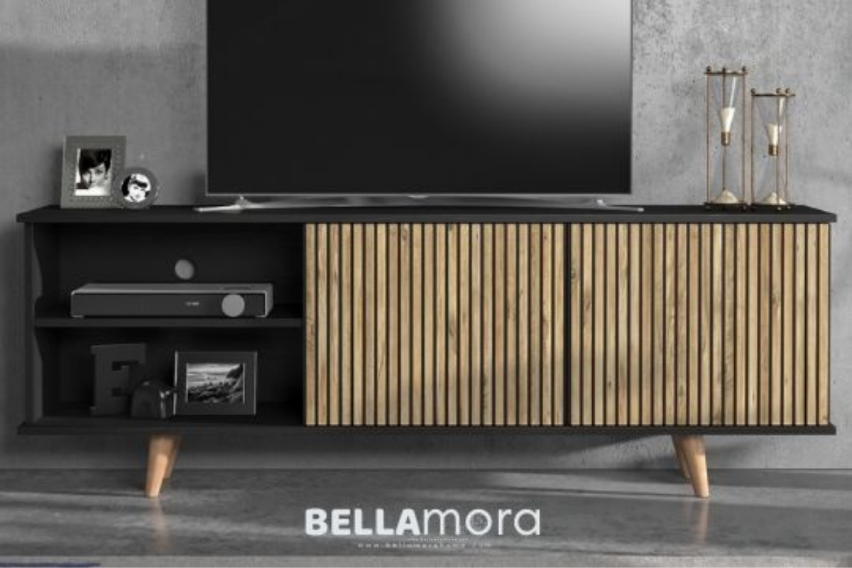 ZEBRA BFRN-9002-3 Atlantic Pine & Wood Black TV Unit