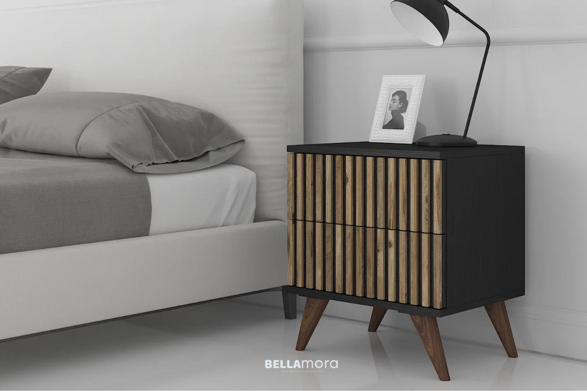 ZEBRA BFRN-9011 Atlantic Pine & Wooden Black Nightstand