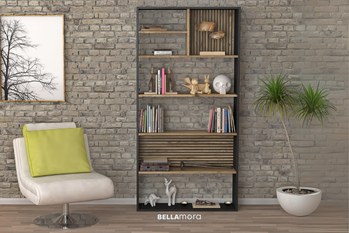 ZEBRA BFRN-9013 Atlantic Pine & Wooden Black Bookcase